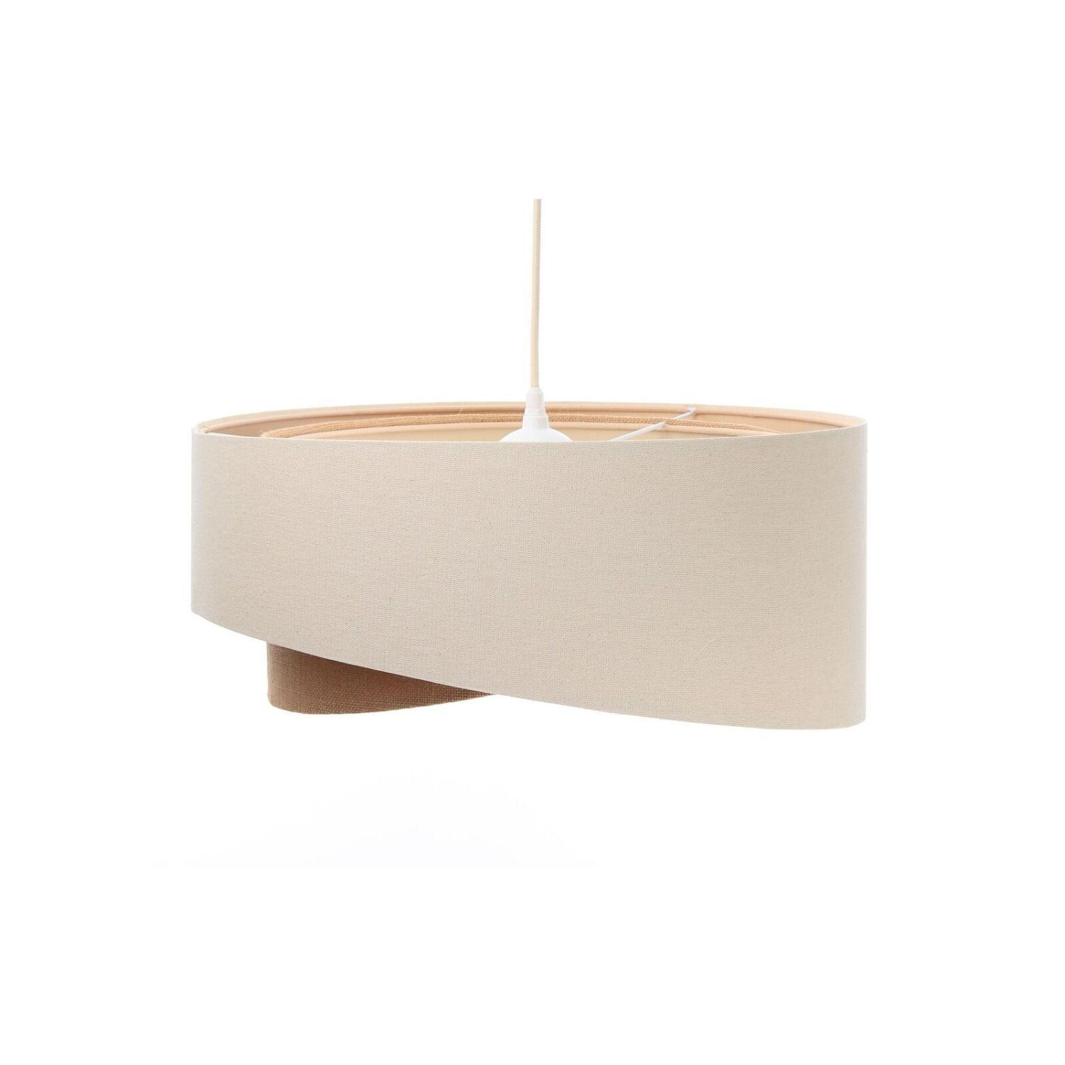 Lampe à suspendre en lin E27 ronde Ø 50 cm Crème Beige confortable