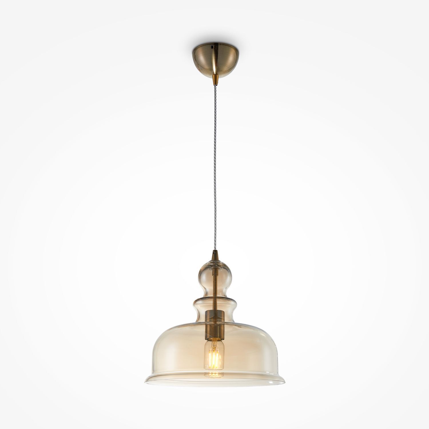 Suspension métal verre fumé E27 D : 29,7 cm rond MOIRA
