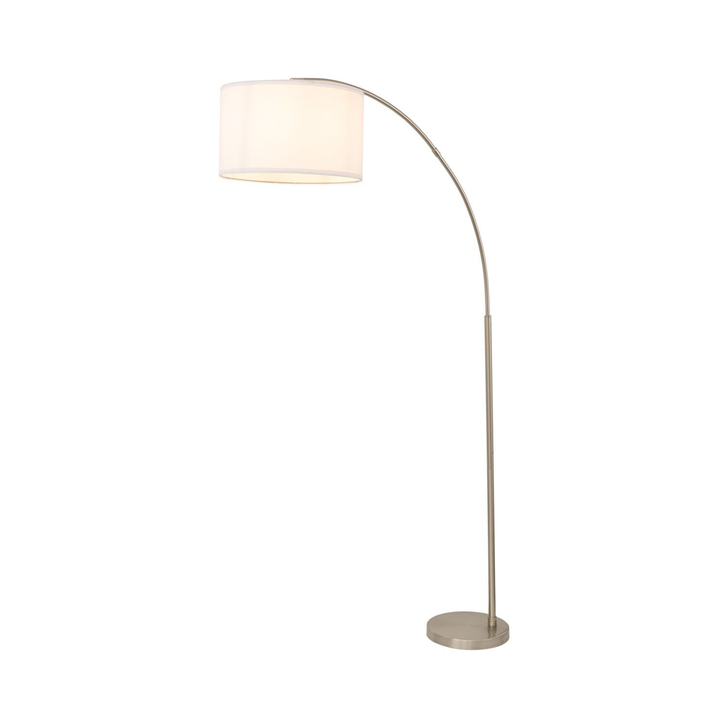 Luminaire en arc réglable 200 cm tissu métal chrome blanc E27 Lampe, Lampenschirm