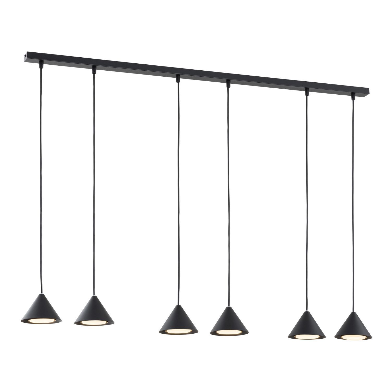 Lampe à suspendre noire 116 cm de long 6x GX53 métal MIRA