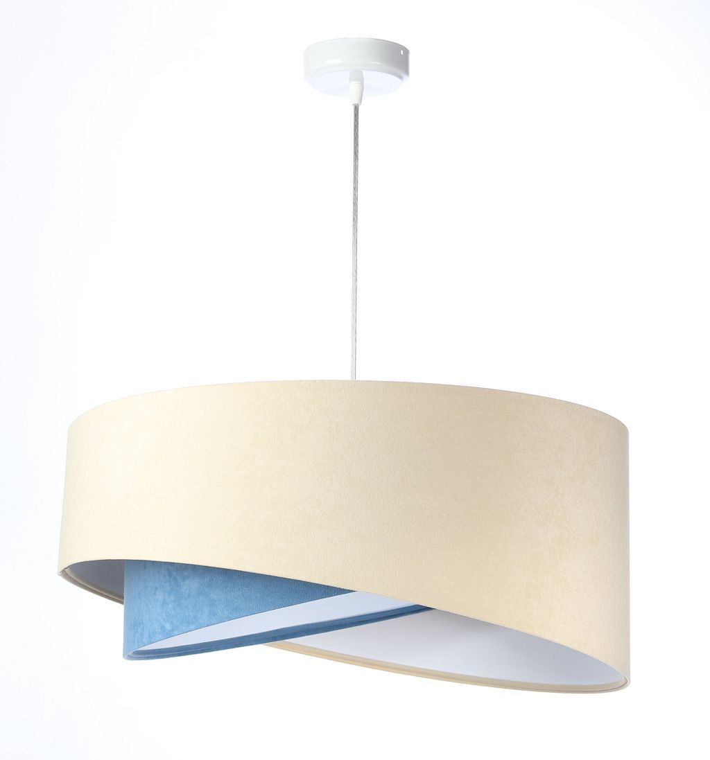 Suspension Tissu aspect velours rond Ø 50 cm E27 Crème Bleu Lampe, Deckenleuchte, Deckenventilator, Gerät, Elektrisches Gerät
