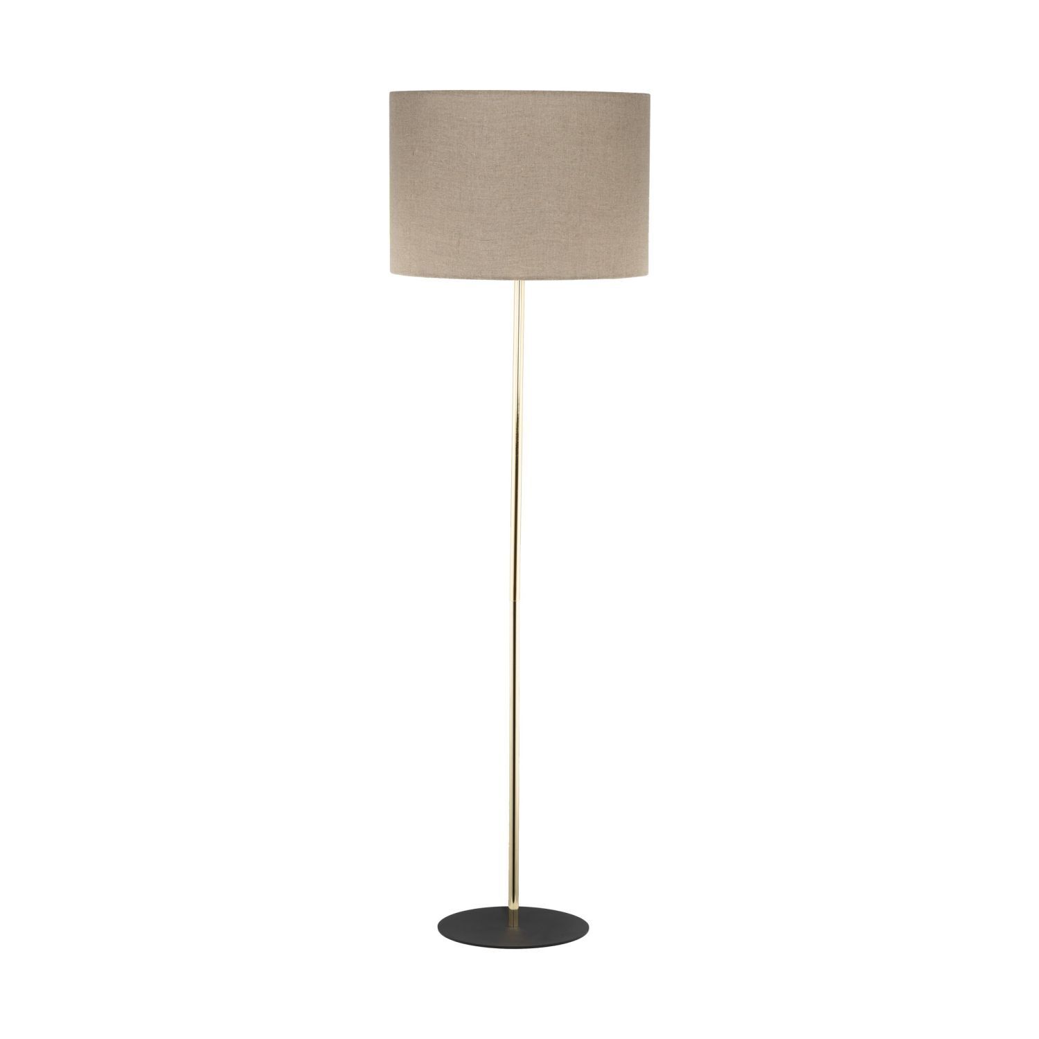 Lampadaire petit 160 cm métal tissu E27 en or brun