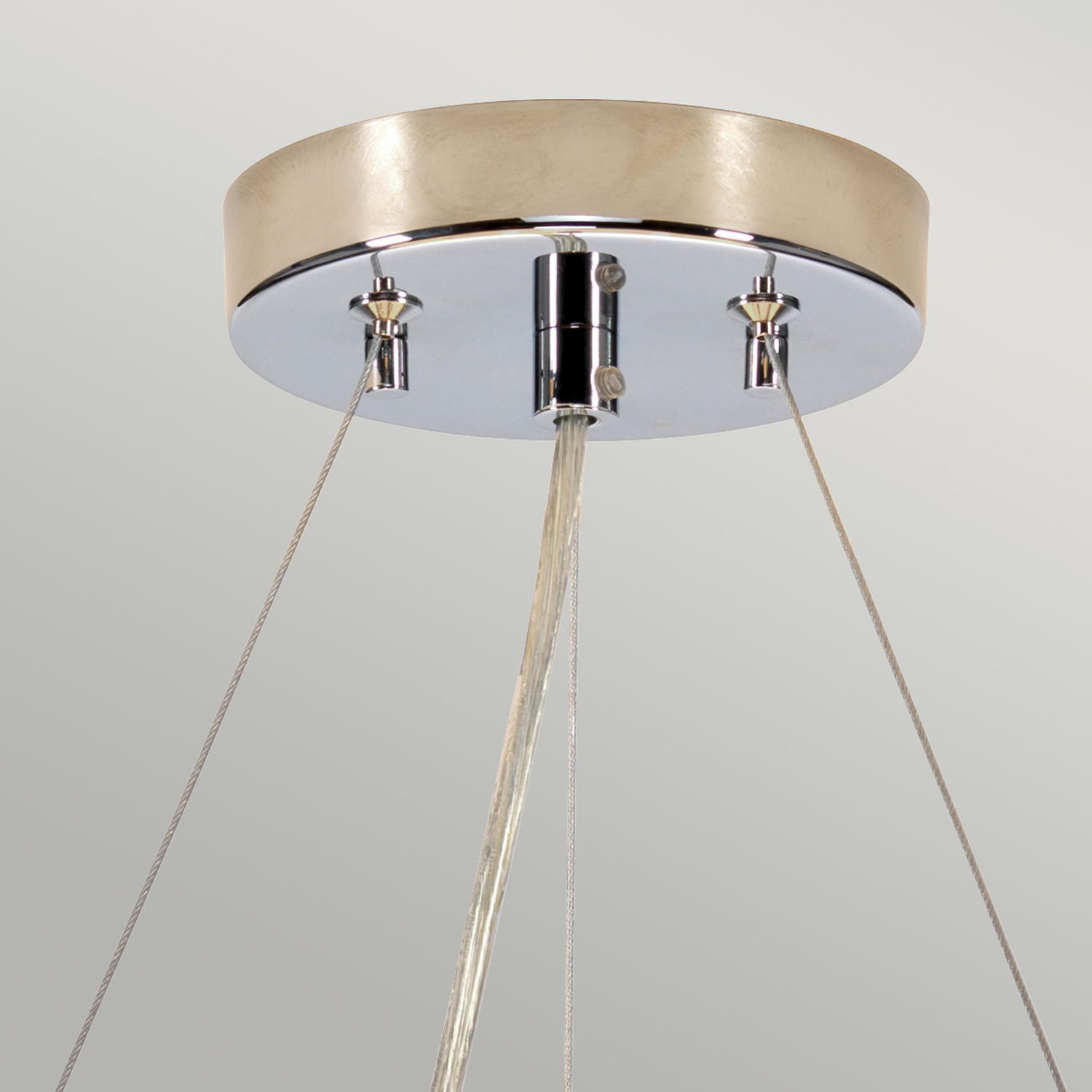 Lampe à suspendre Abat-jour en tissu rond Ø46cm en crème chrome NASIA