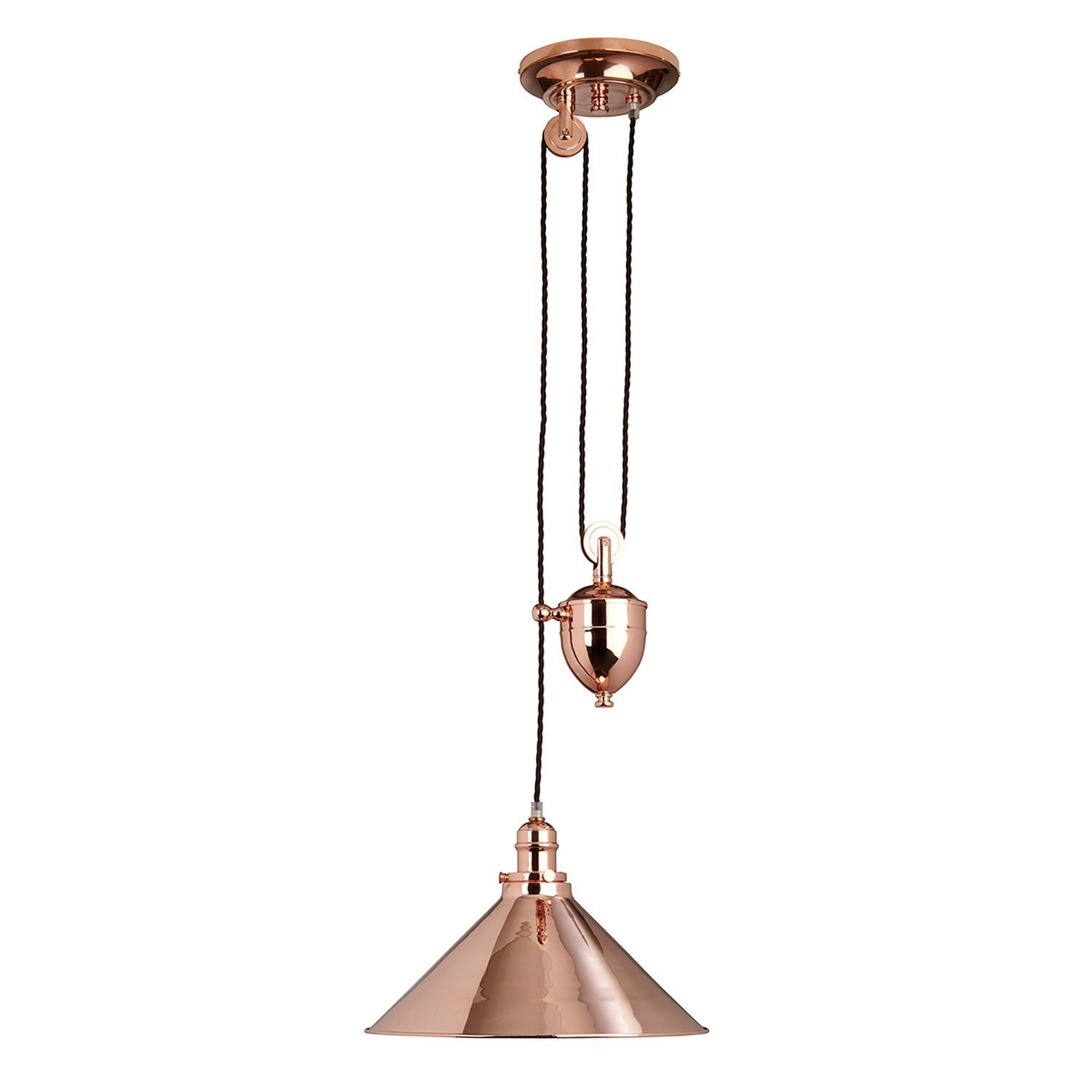 Plafonnier ISMENE en cuivre raccourcissable Ø37cm Lampe