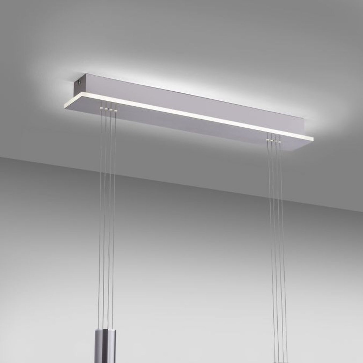 LED Hängelampe Glas in Stahl 2-flammig Fernbedienung Deckenleuchte