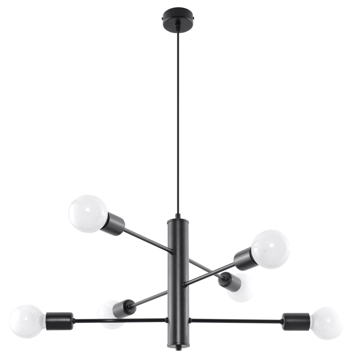 Lampe à suspendre métal noir 6 flammes E27 table à manger