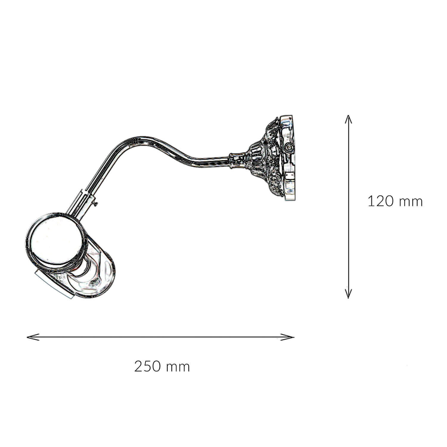 Exklusive Bilderleuchte Chrom glänzend Drinnen, Rauchrohr, Lampe
