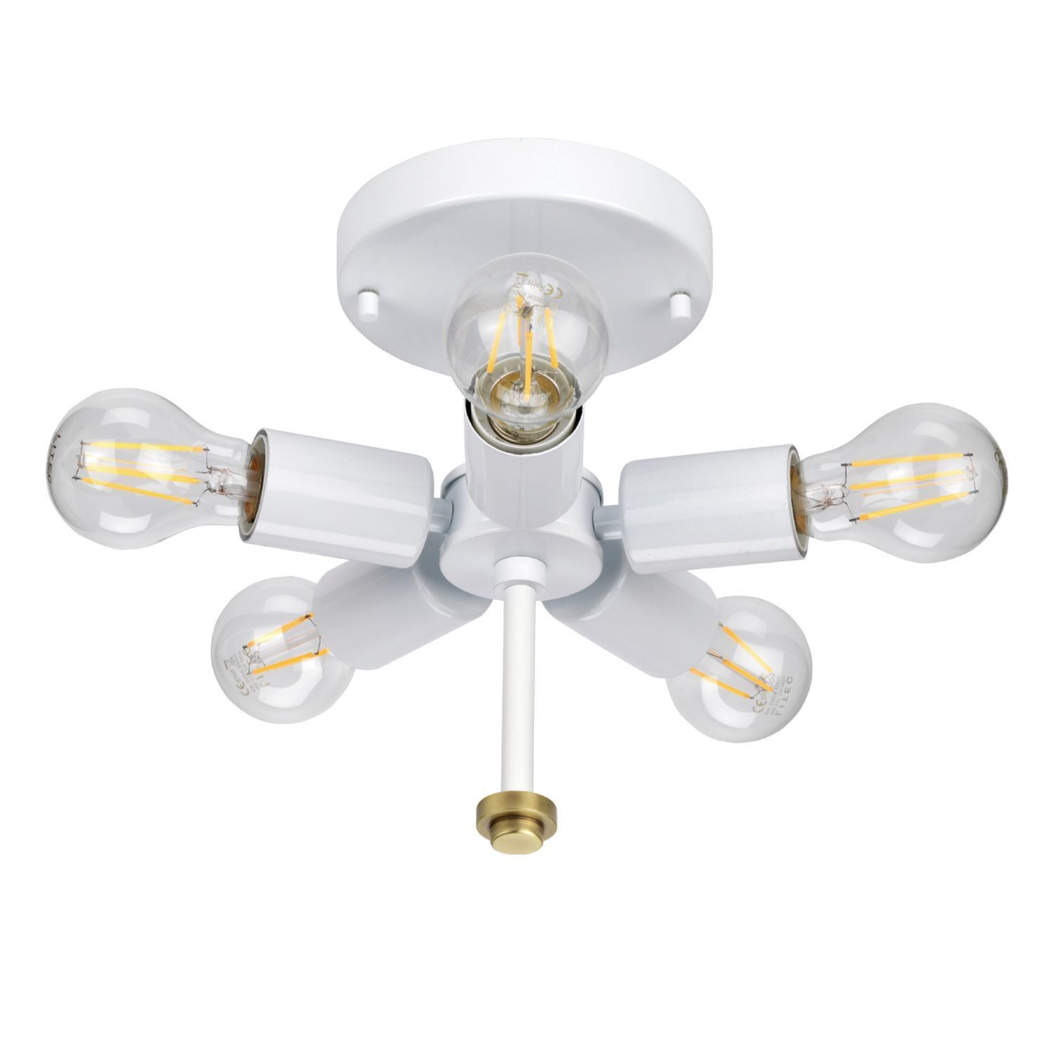 Plafonnier Tissu Abat-jour en laiton crème rond Ø56cm