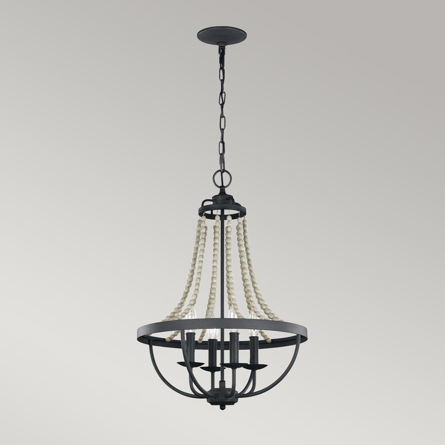 Lustre Métal Bois H : max. 229,6 cm 4-flamme Rustique Leuchter, Lampe