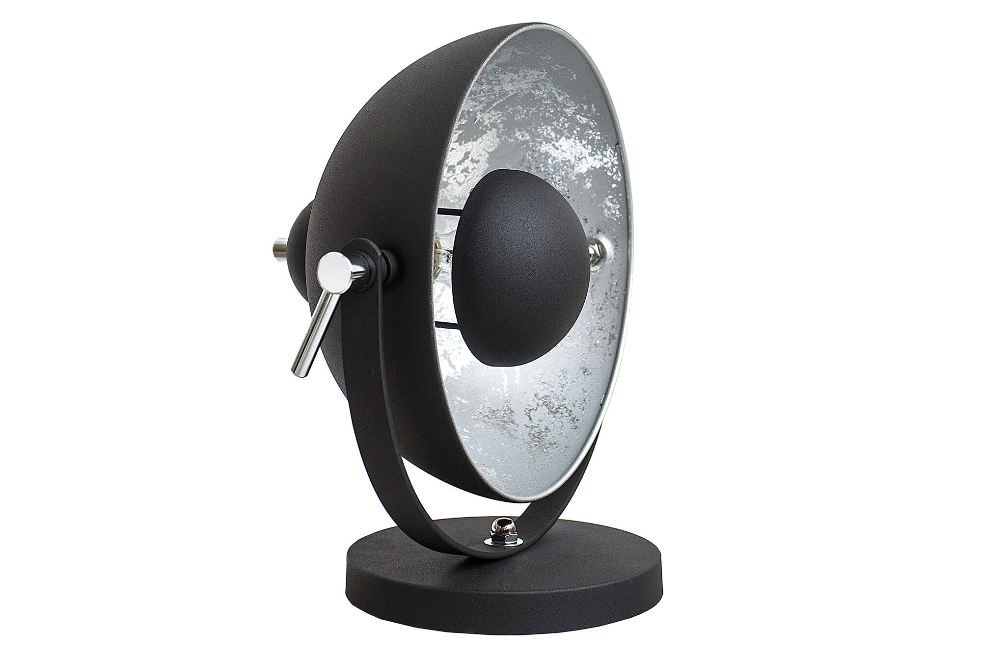 Lampe de table Ø30cm ronde rétro noir argenté