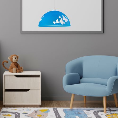 Lampe de chambre d'enfant THORLEY bleu rond fille