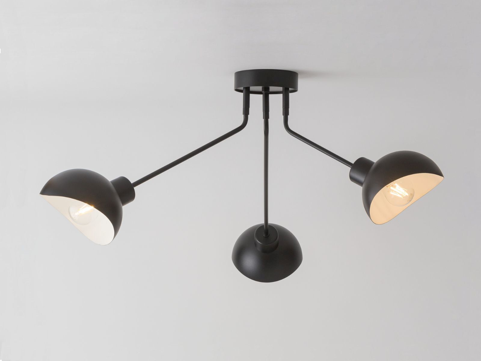 Plafonnier noir intérieur blanc E27 3 flammes stylé