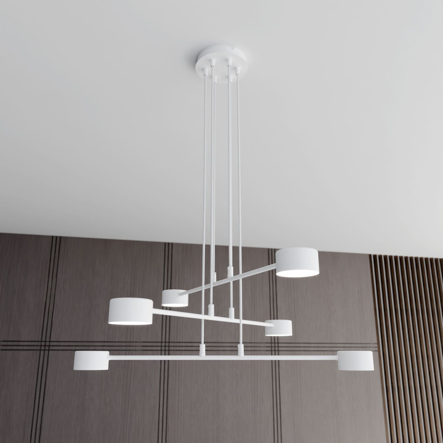 Suspension métal blanc L : 70 cm H : max. 100 cm réglable Leuchter, Lampe, Deckenleuchte