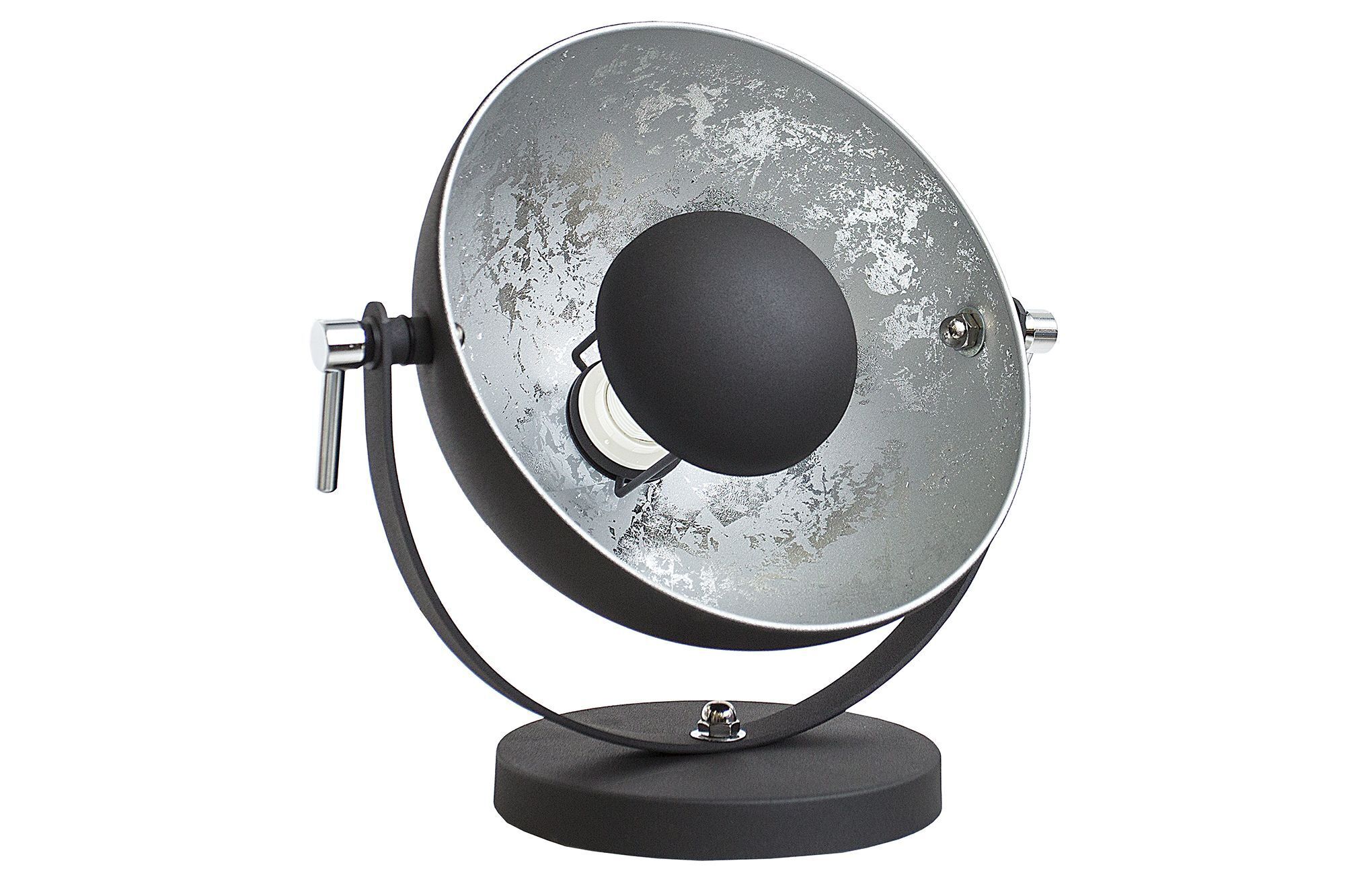 Lampe de table Ø30cm ronde rétro noir argenté