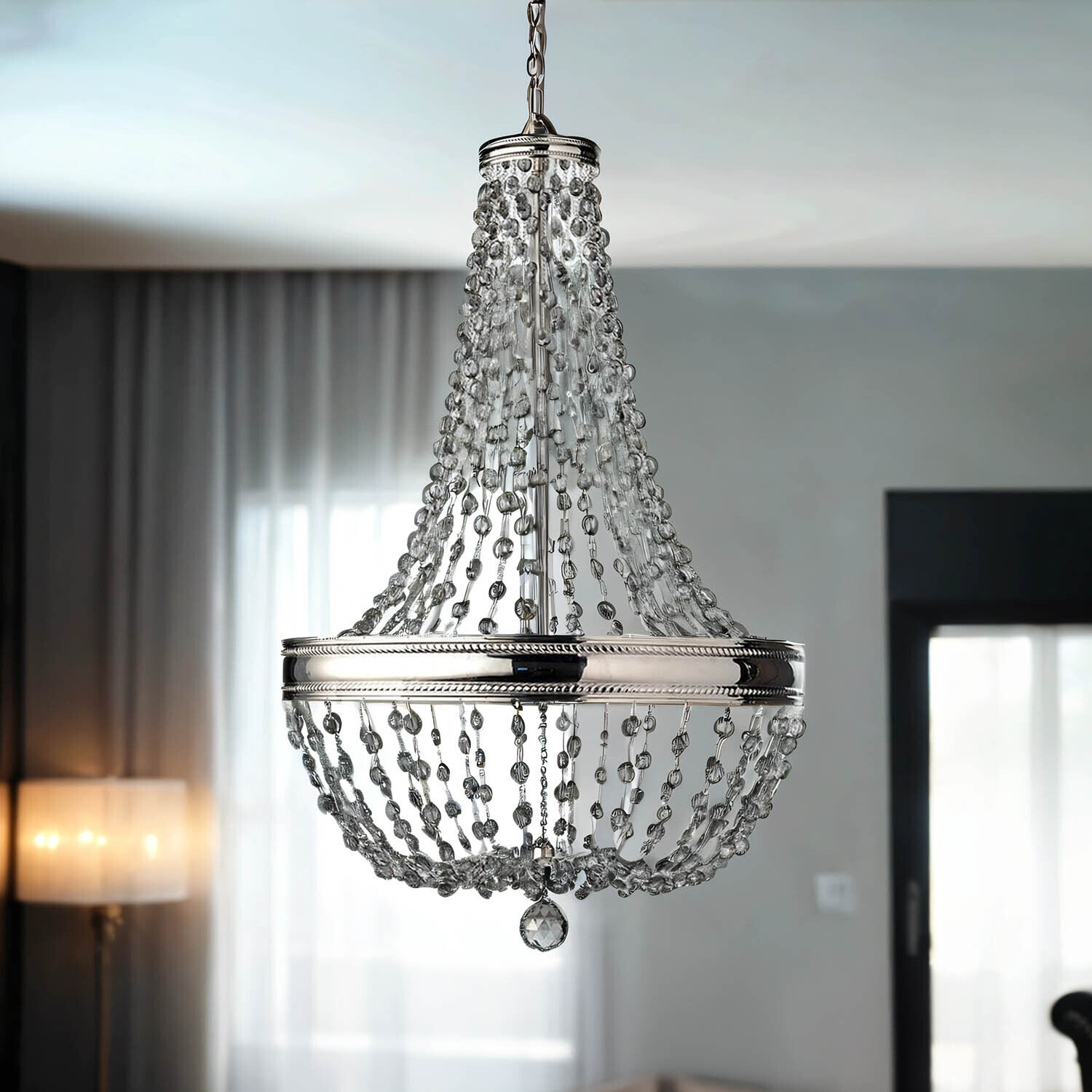 Lustre CASTELO verre fumé Ø41cm 8-flmg Lampe Leuchter, Lampe