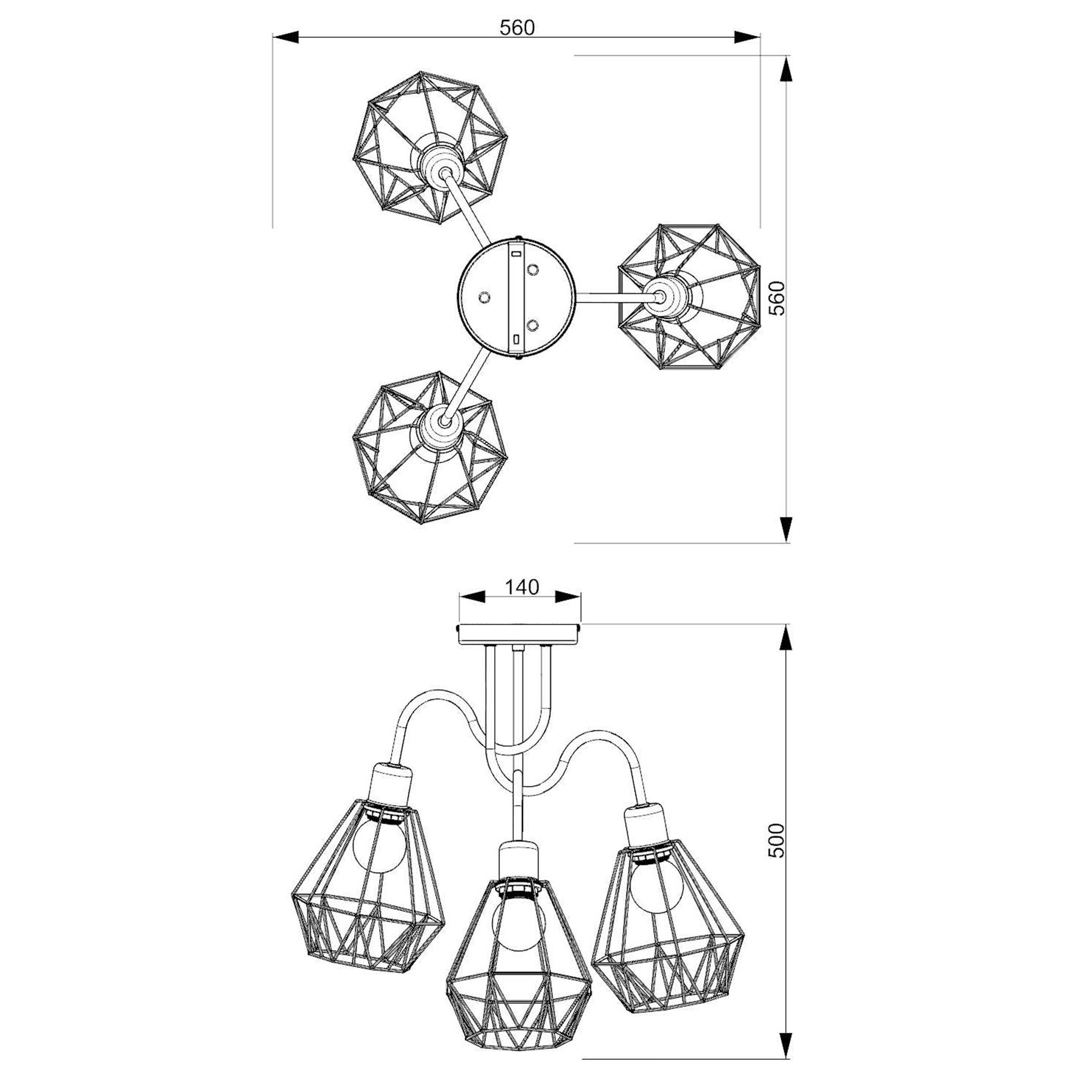 Lampe de plafond filaire Abat-jour noir design rétro E27