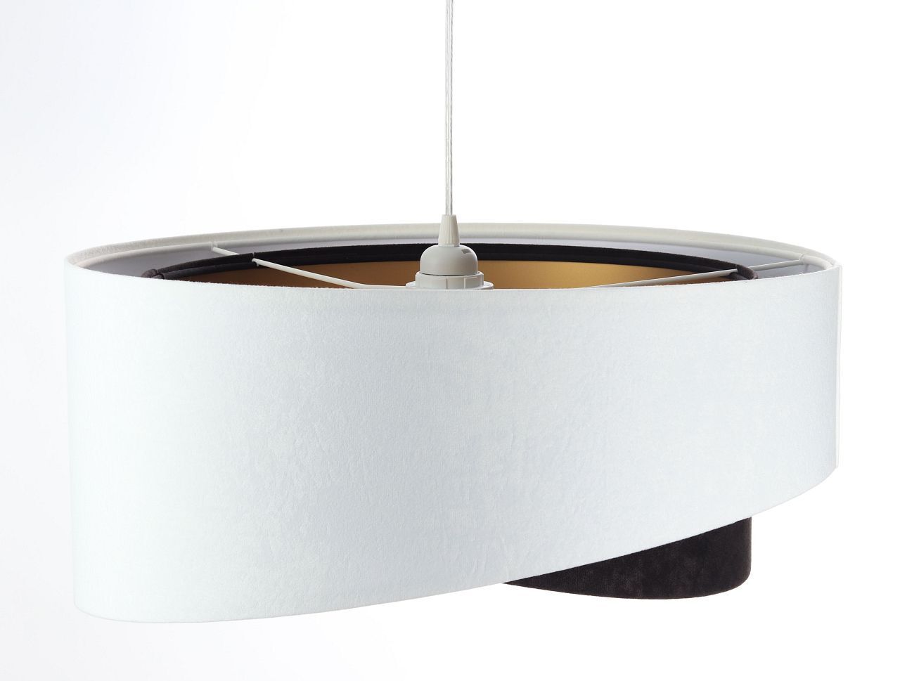 Suspension E27 ronde Ø 50 cm tissu blanc noir or Lampe, Kronleuchter