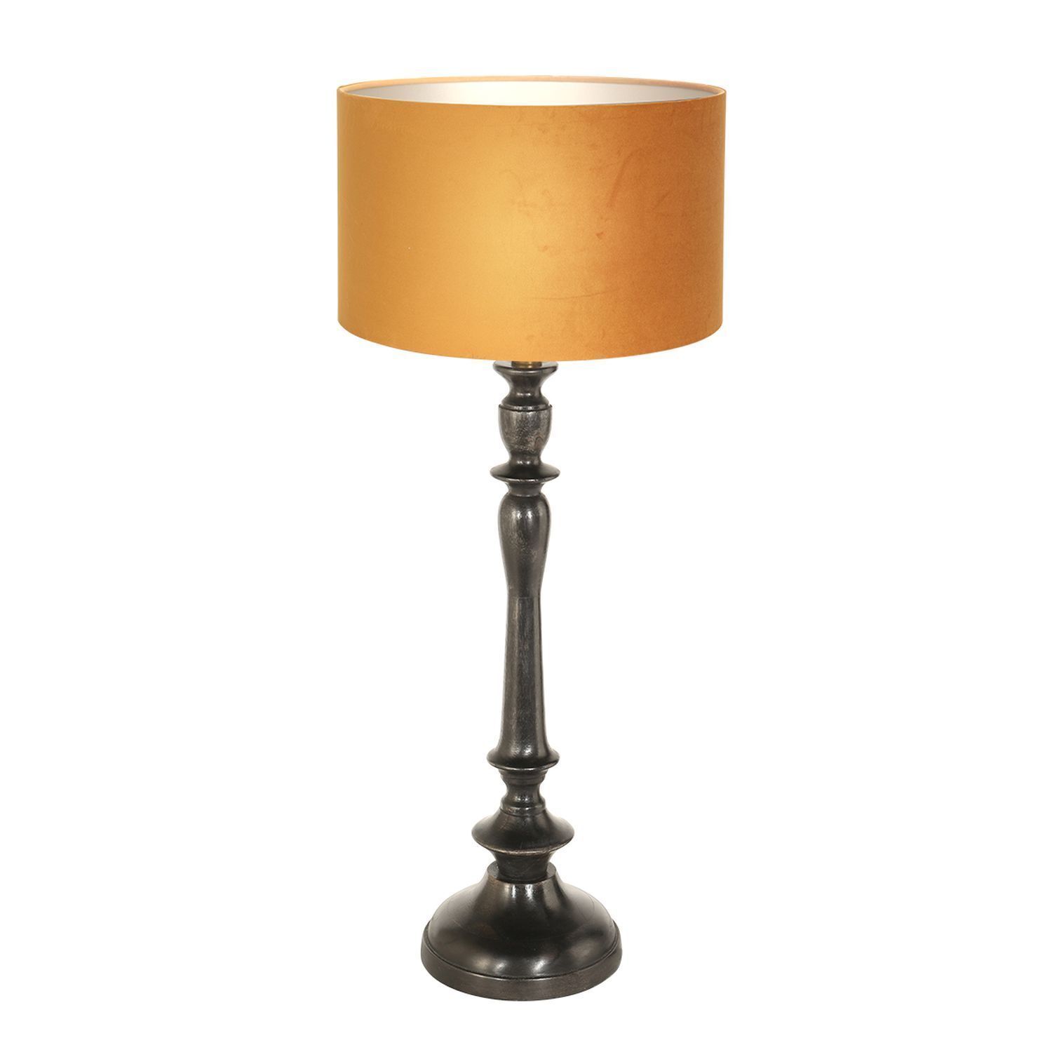 Lampe de chevet pauvre en fleurs noir or E27 65 cm