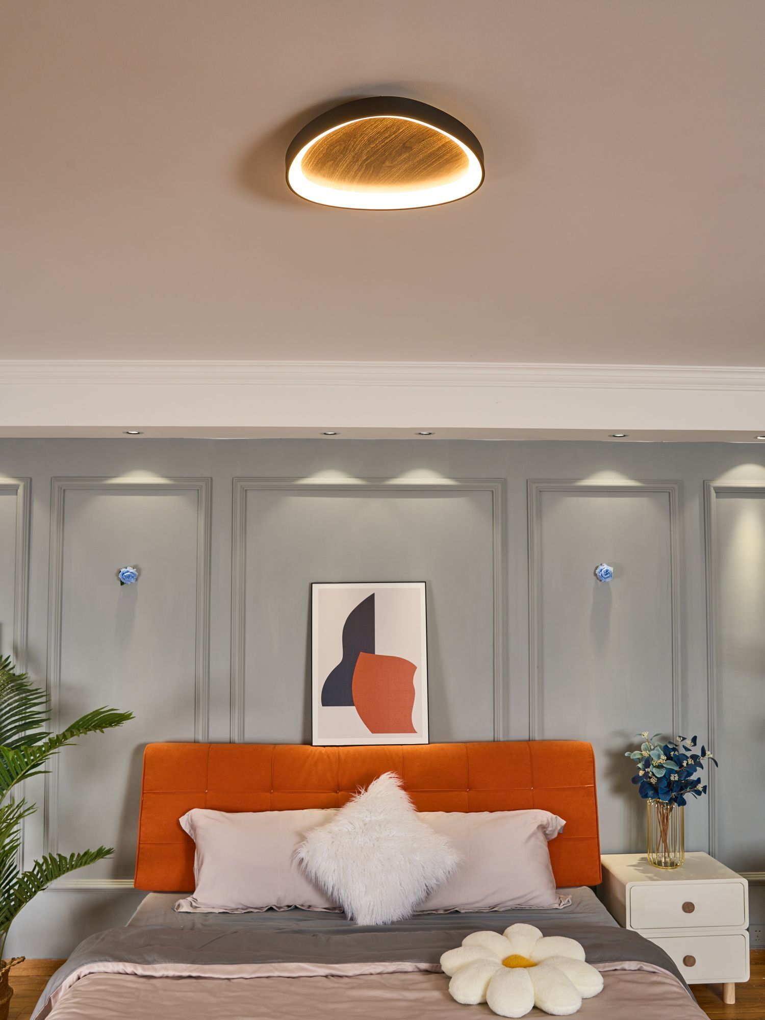 decke, Lampe, Bettthema, Bett, Wandpaneel