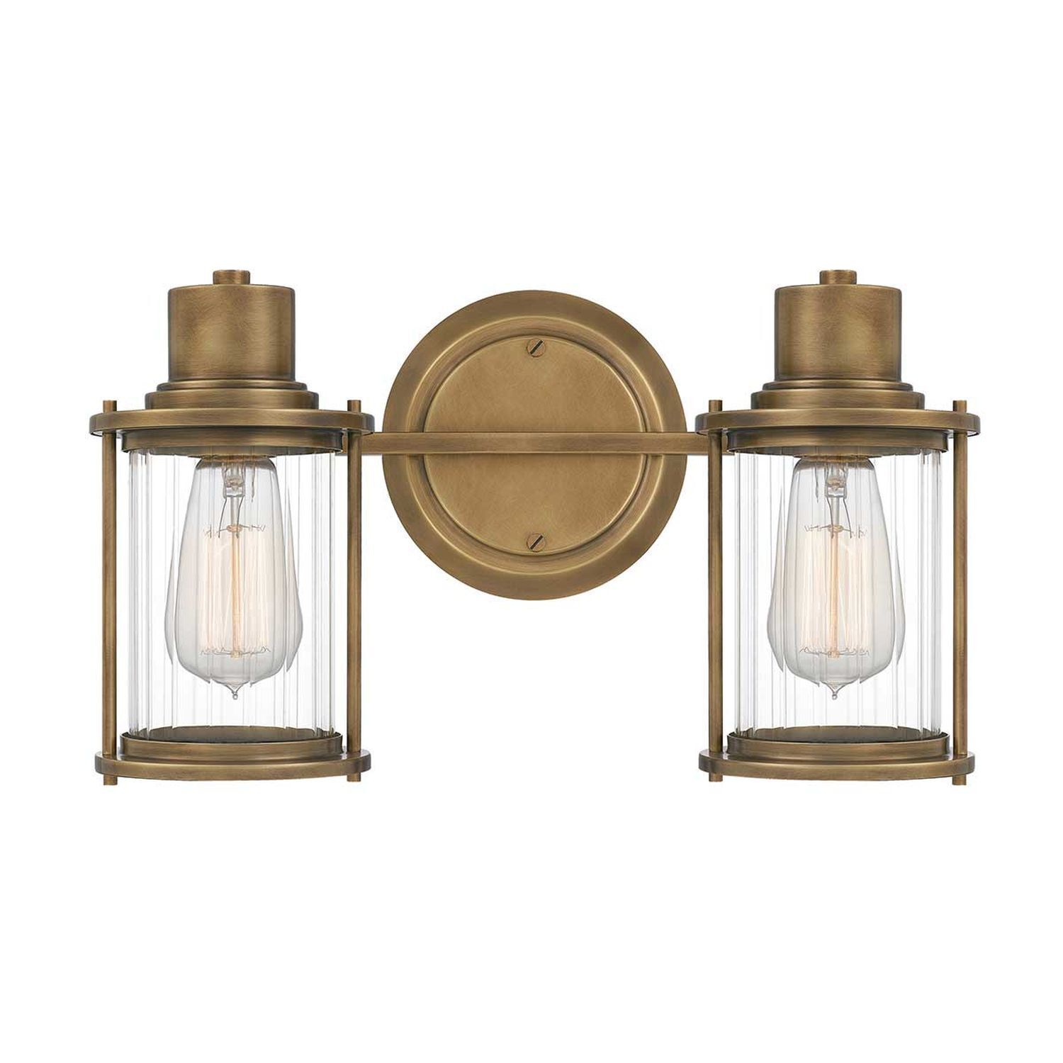 Applique salle de bain vintage IP44 L : 38,1 cm métal verre 2x E27