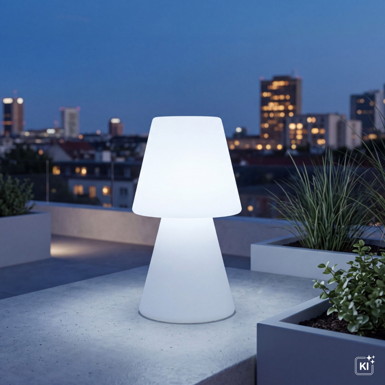 Lampen, Außenlampe, LED-Lampe, Gehäuse Weiß, Runder Sockel