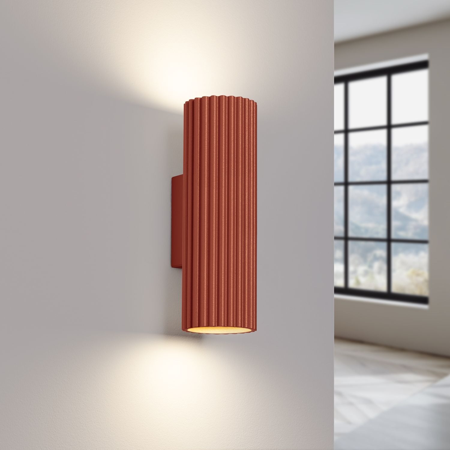 Applique murale Up Down petite H : 20 cm rouge GU10 2 flammes