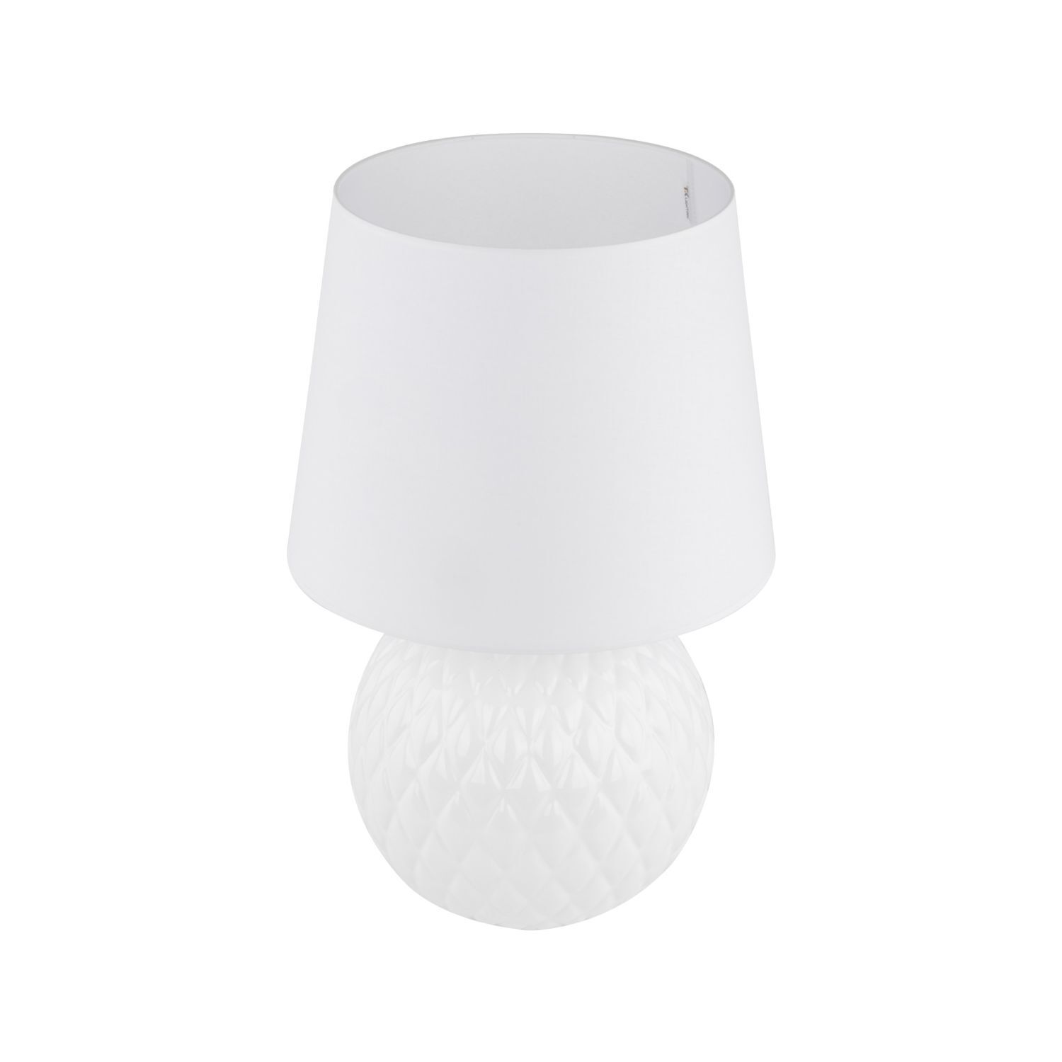 Lampe de table Blanc 60 cm de haut Ø 38 cm Verre Tissu DOLORES