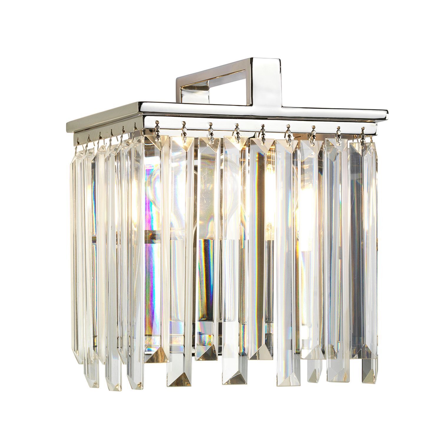 Applique murale cristal Art Déco E27 en nickel clair E27