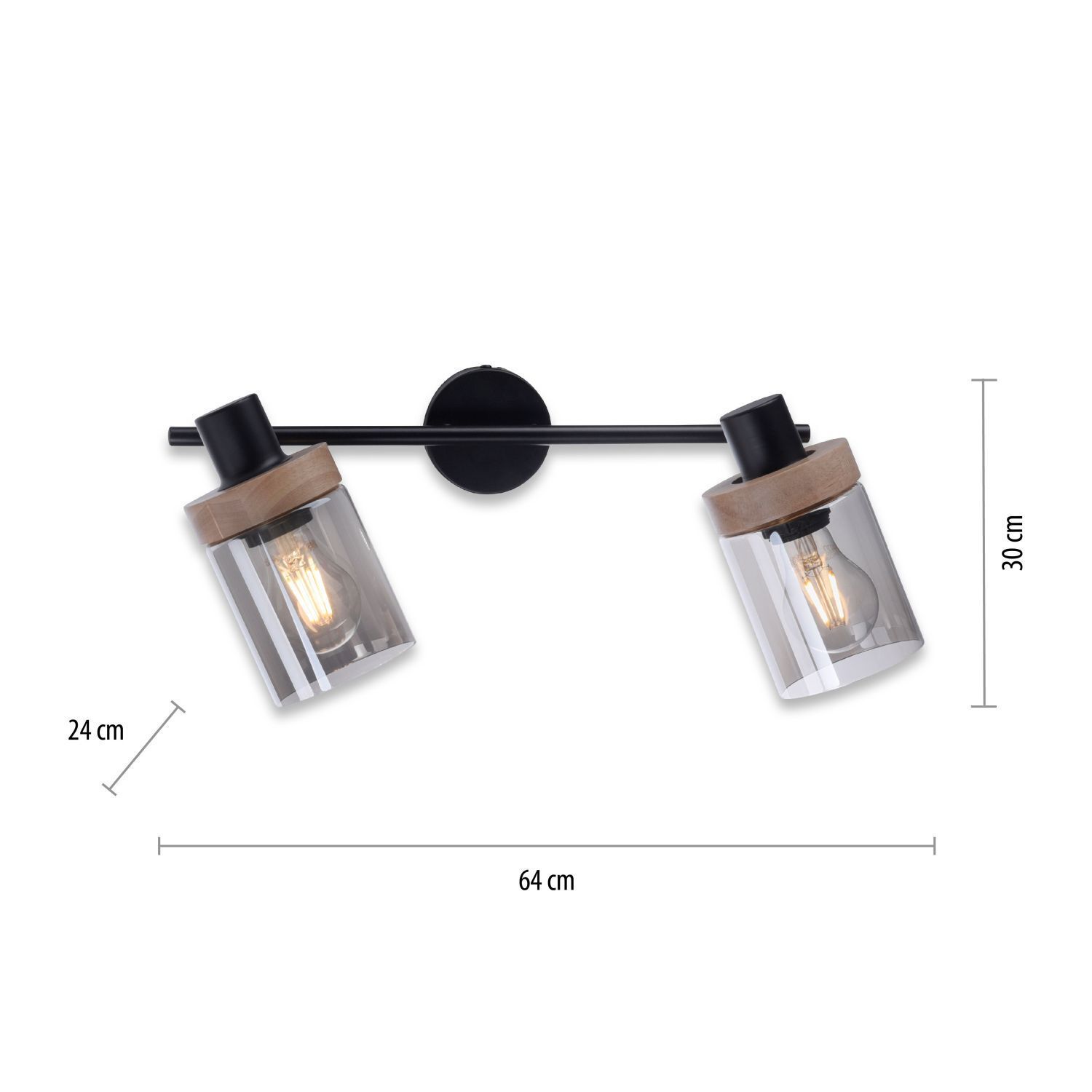 Spot mobile de plafond verre fumé bois E27 L:64 cm Leuchte, Deckenleuchte, Licht, Kosmetik, Parfüm