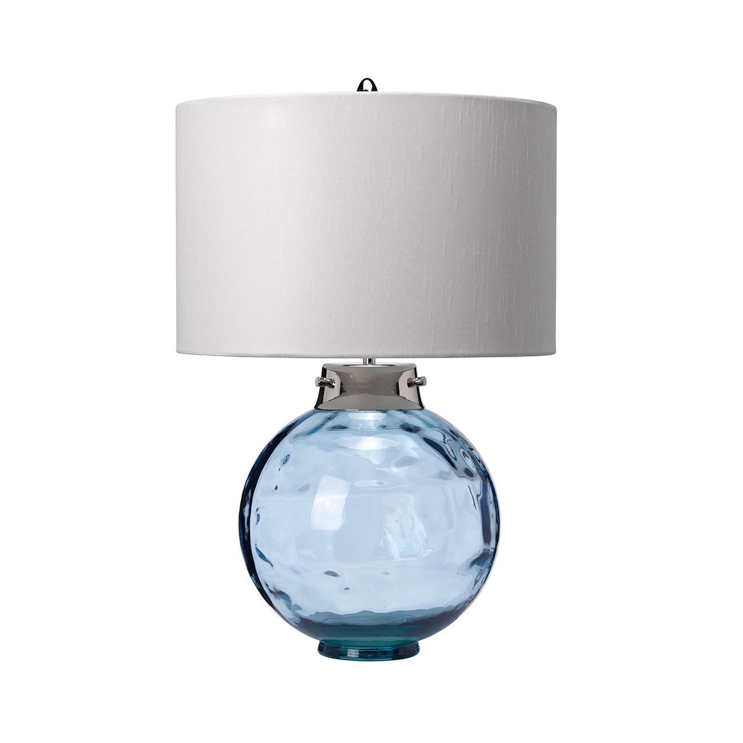 Lampe de table verre tissu E27 55,5 cm blanc bleu LUBIELA Lampe, Tischlampe