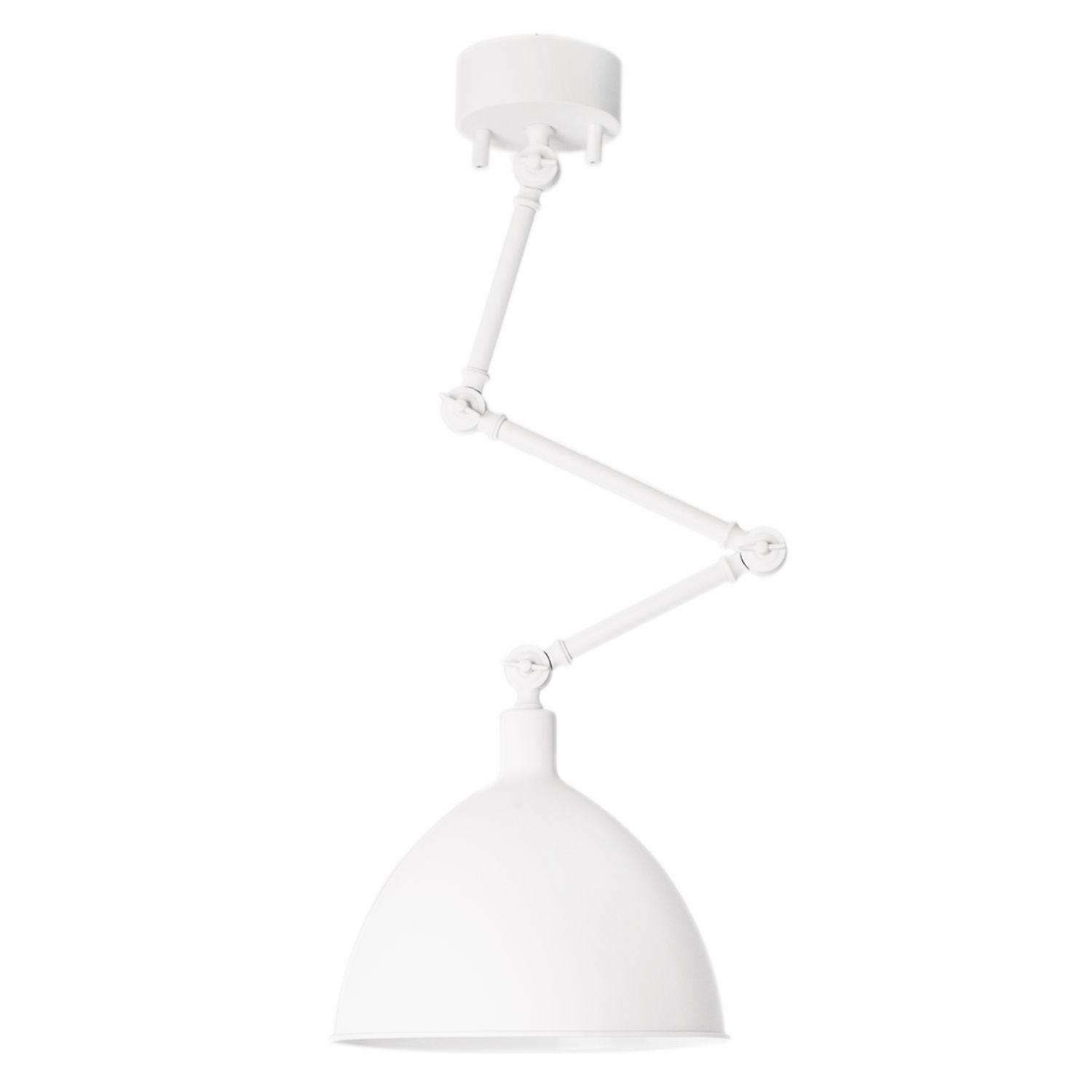 Lampe de plafonnier métal bras articulé L : 30 cm Blanc E27 Rétro