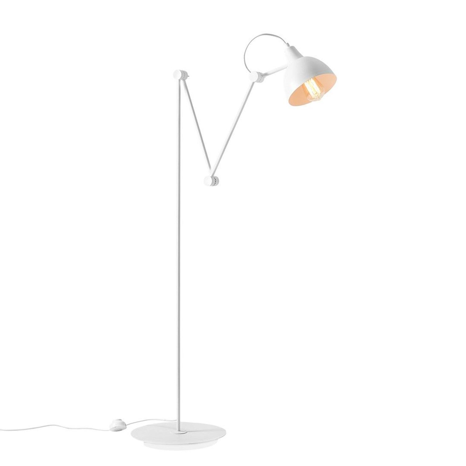 Grand lampadaire Blanc Métal 233 cm E27 Liseuse