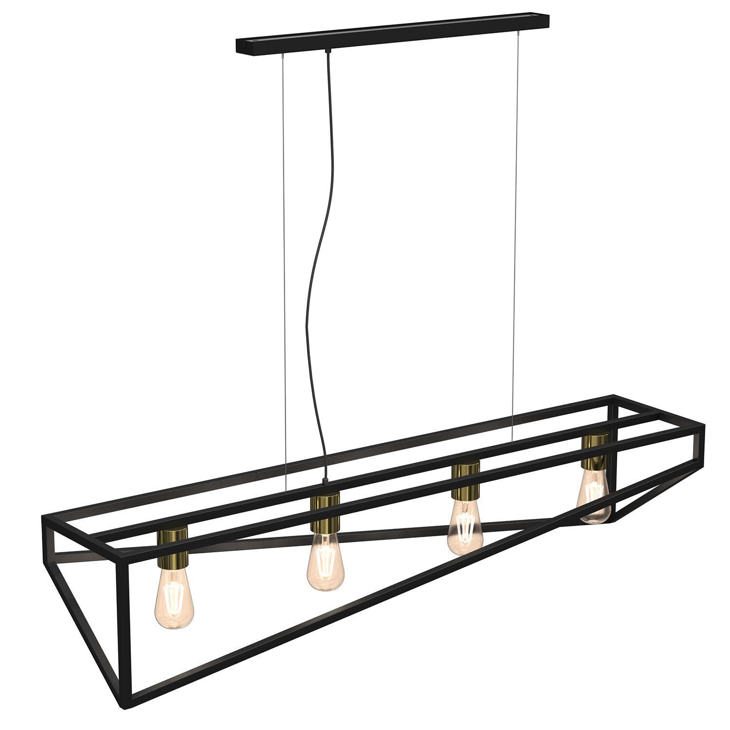 Suspension longue Noir Or E27 100 cm Industrial