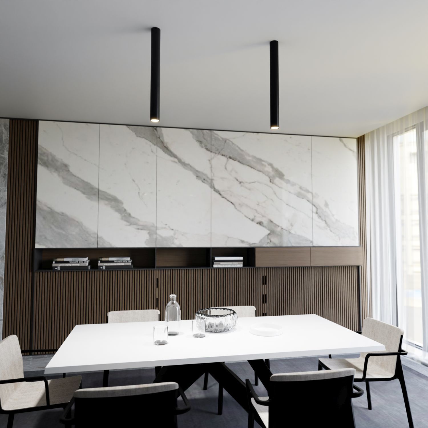 Plafonnier noir L : 6 cm Hauteur 60 cm Métal GU10 Apparent Drinnen, Innenarchitektur, Tabelle, Tischplatte, Tasse