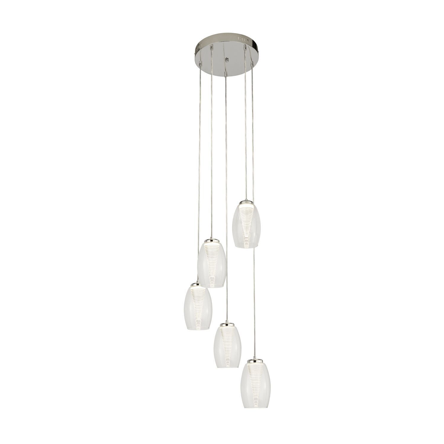 Lampe LED suspendue verre 5 flammes H : max. 150 cm réglable