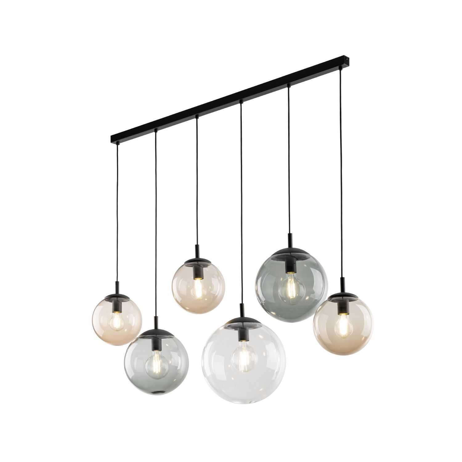 Lampe à suspendre verre fumé 130 cm de long H : max. 1,5 m réglable