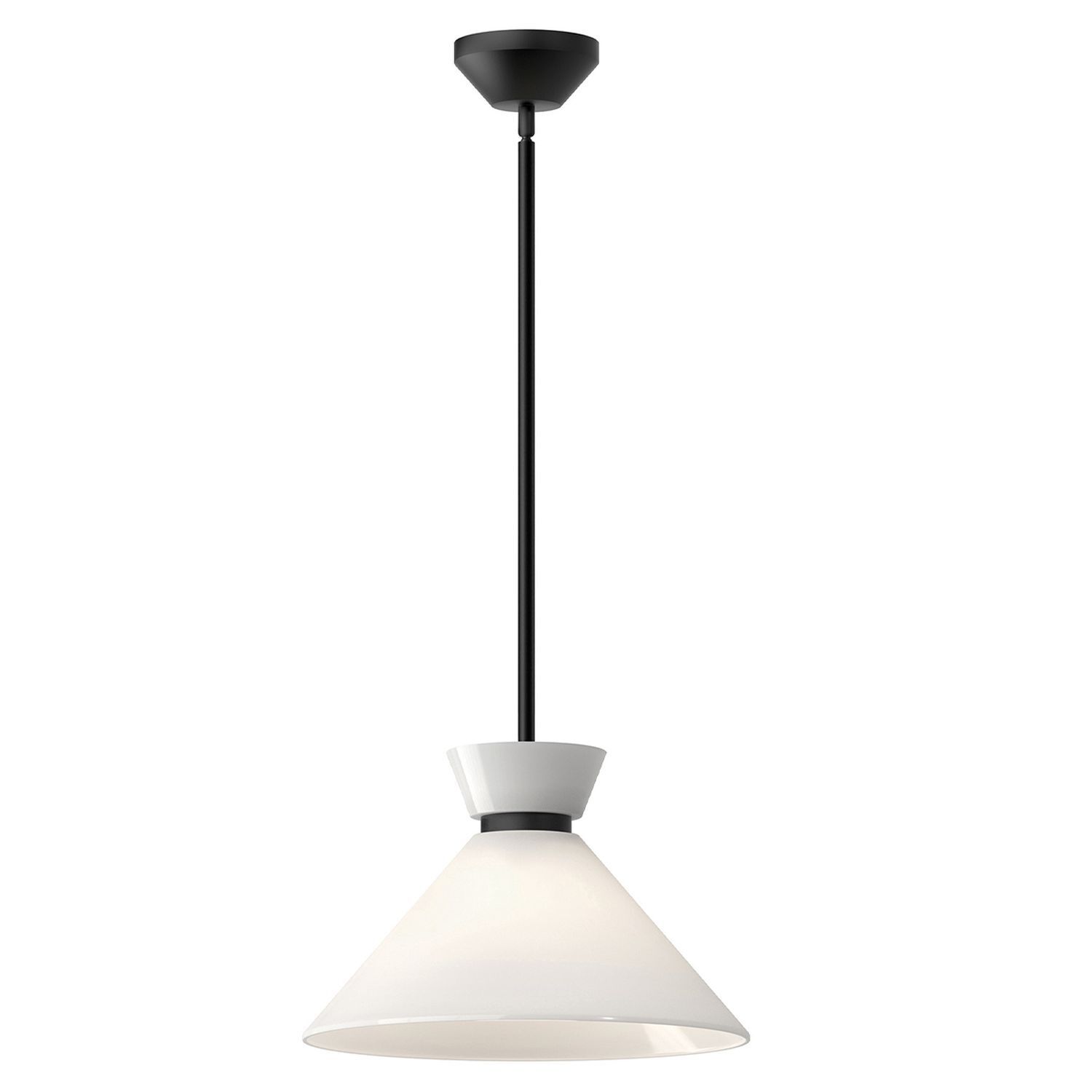 Suspension métal verre D : 35,8 cm rond noir blanc Lampe
