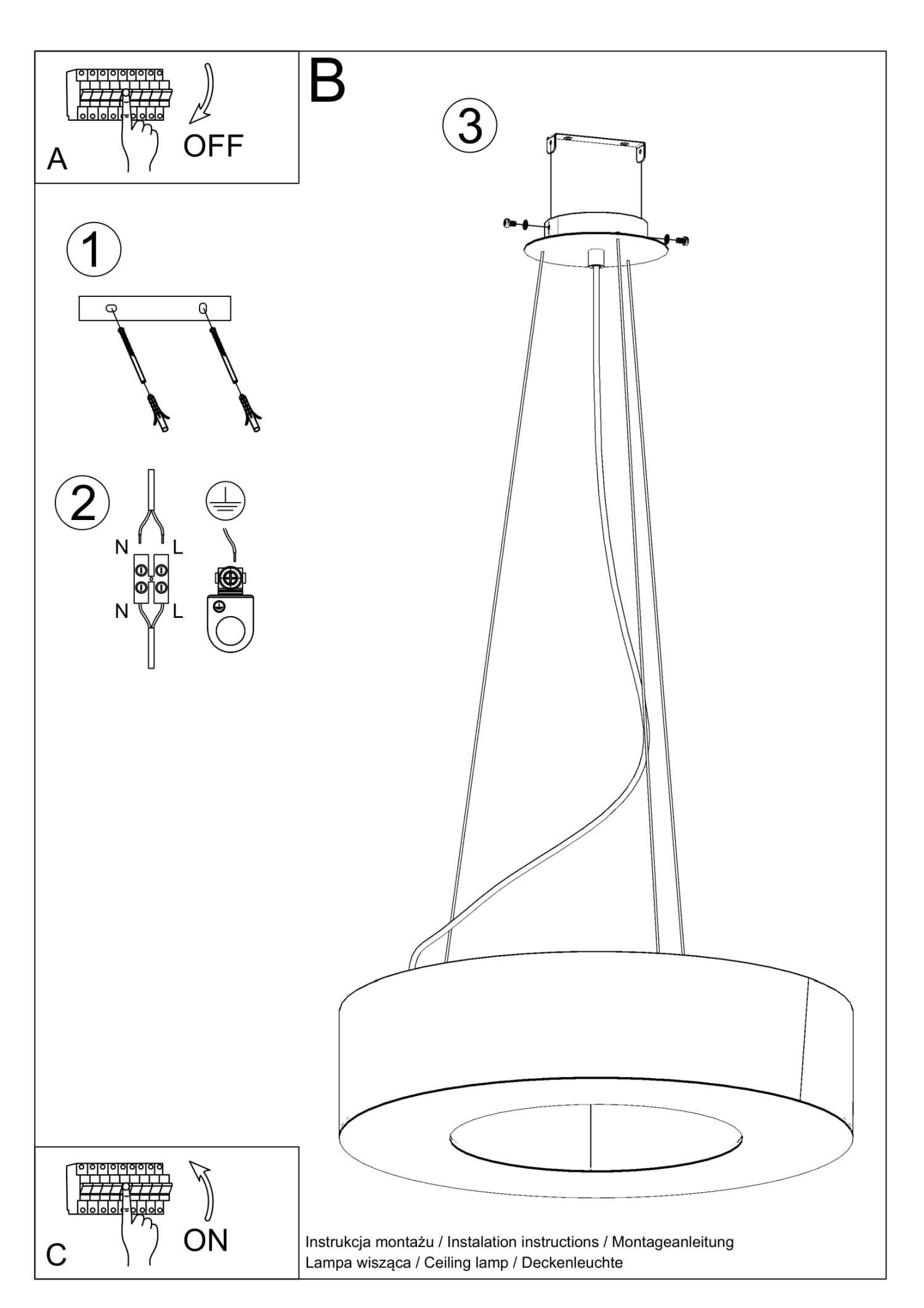 Lampe à suspendre ronde Ø 90 cm faible éblouissement Blanc Tissu Abat-jour