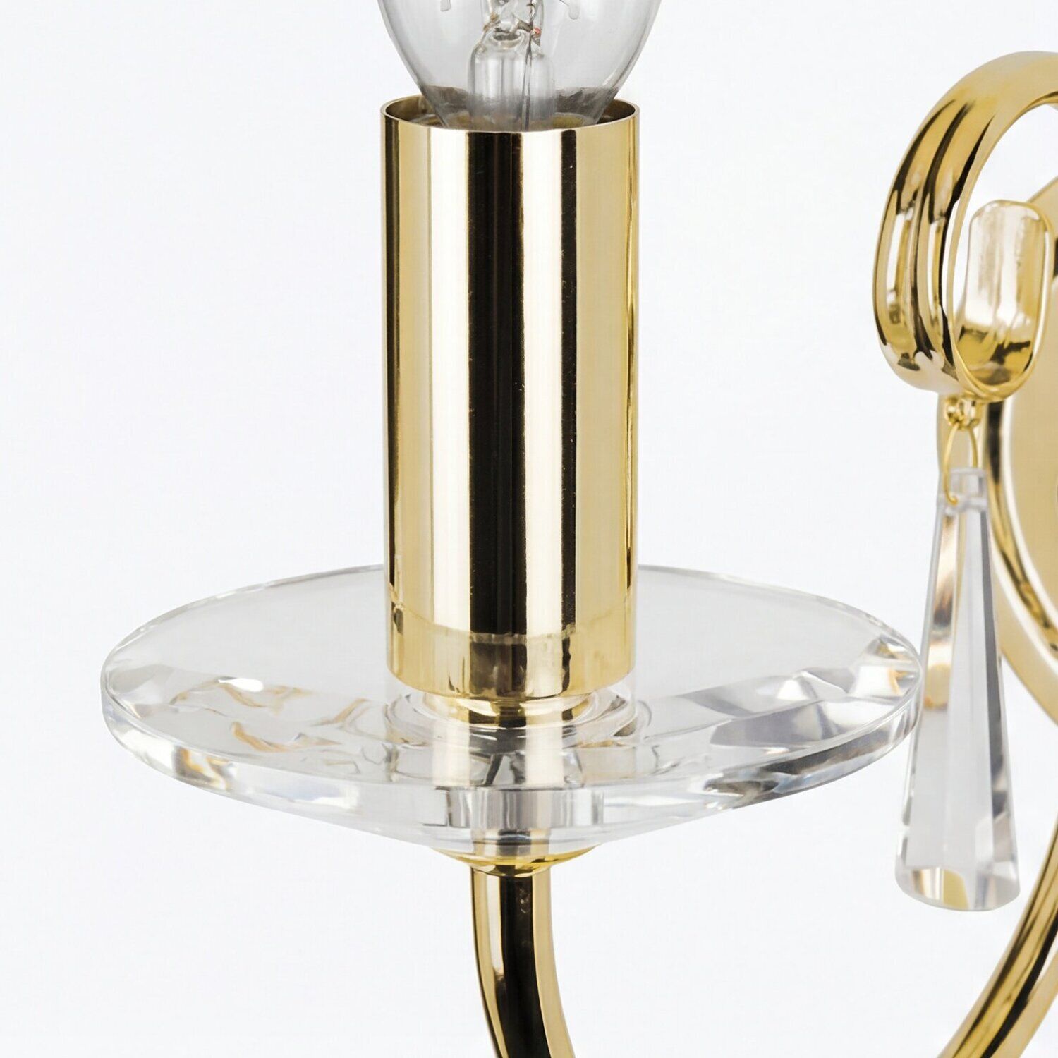 wandleuchte-wandlampe-candela-2-flammig-messing-poliert-klassisch-04 lampenschirm, goldfarbene akzente, kristall, glaskomponenten, pendelleuchte