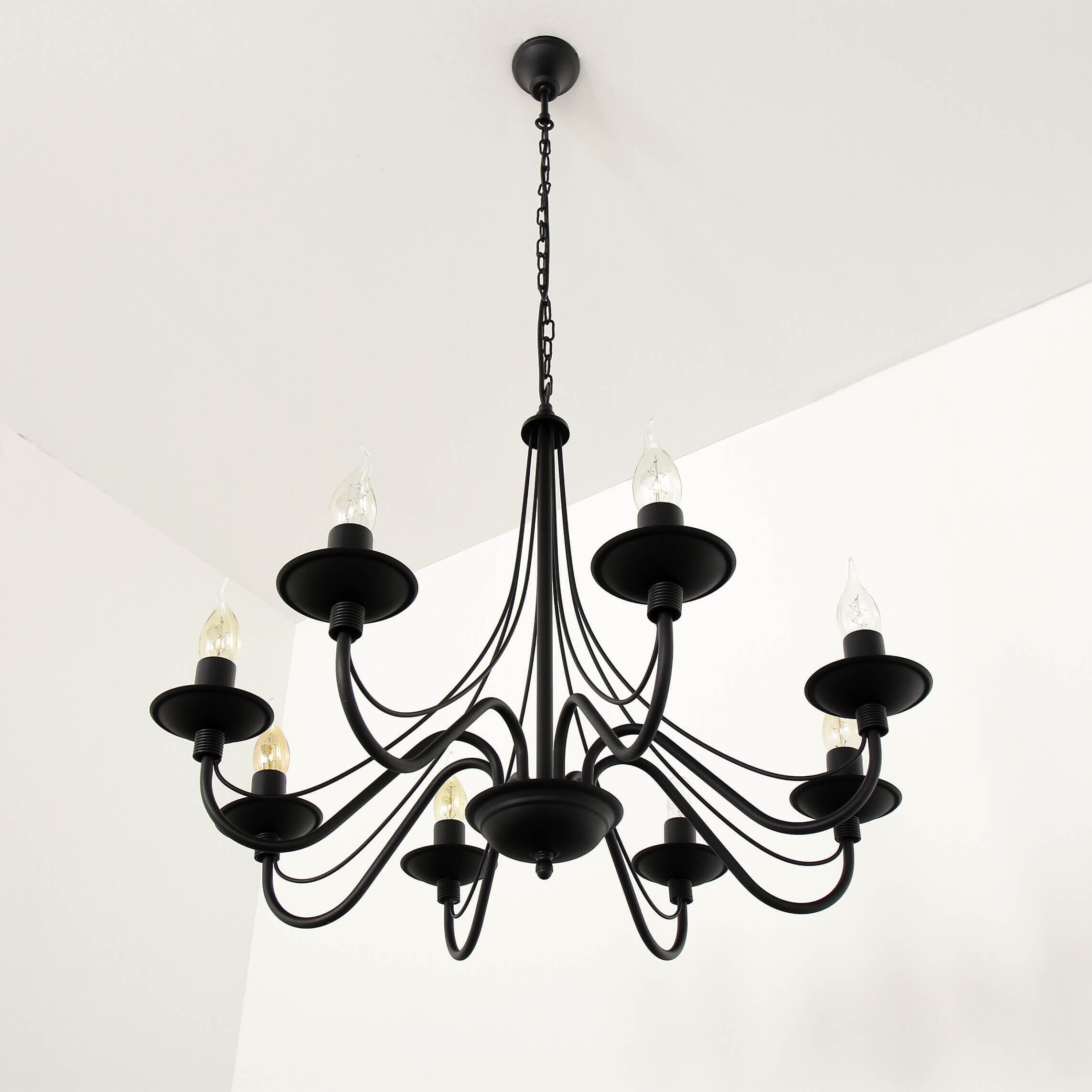 Lustre Métal Noir Rustique E14 Salle à manger Leuchter, Lampe