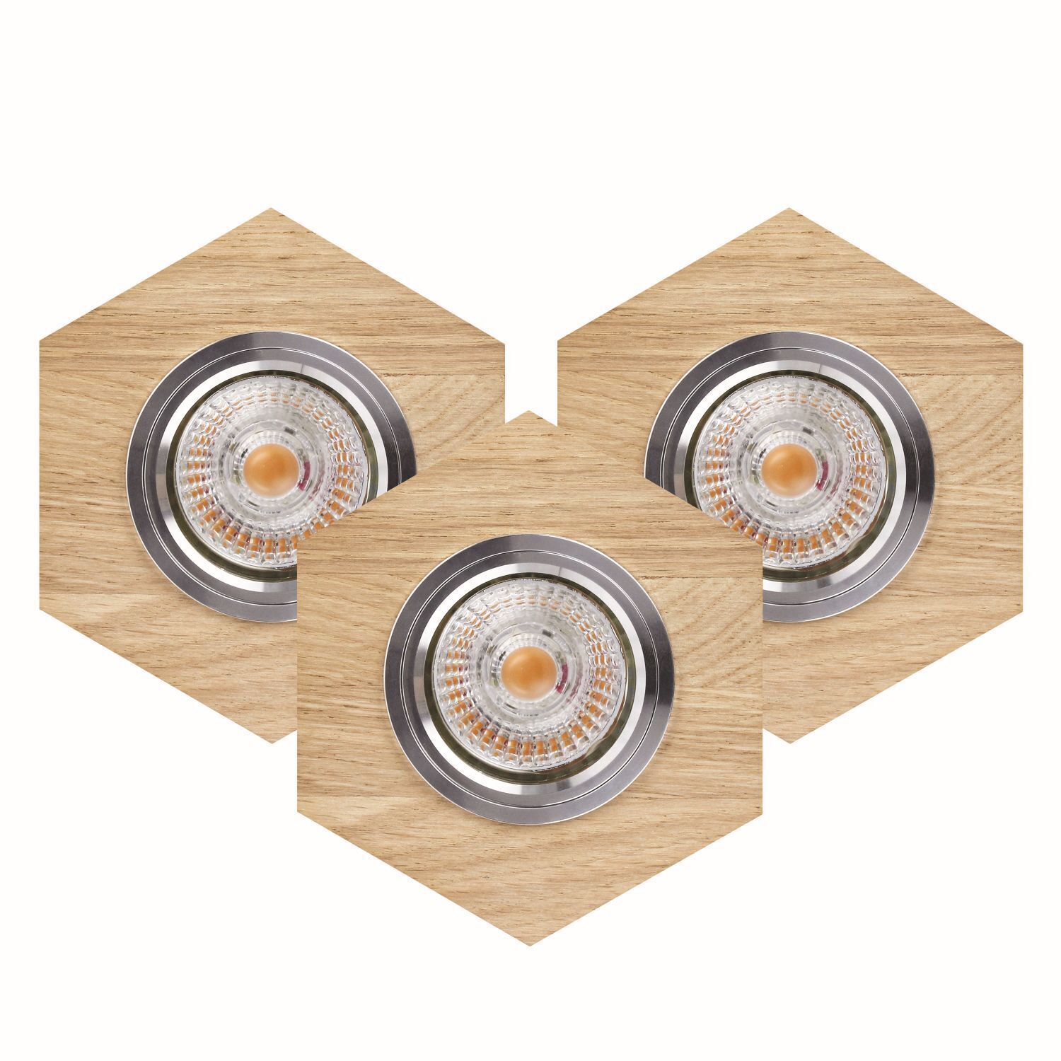 Einbauspot 3-er Set Holz Metall beweglich mit LED Einbauspot 3-er Set Holz Metall beweglich mit LED