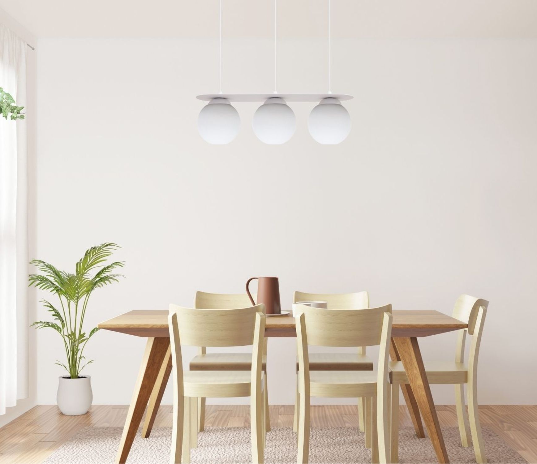 Lampe à suspendre 3 flammes boules en verre blanc 50 cm E27 anti-éblouissement