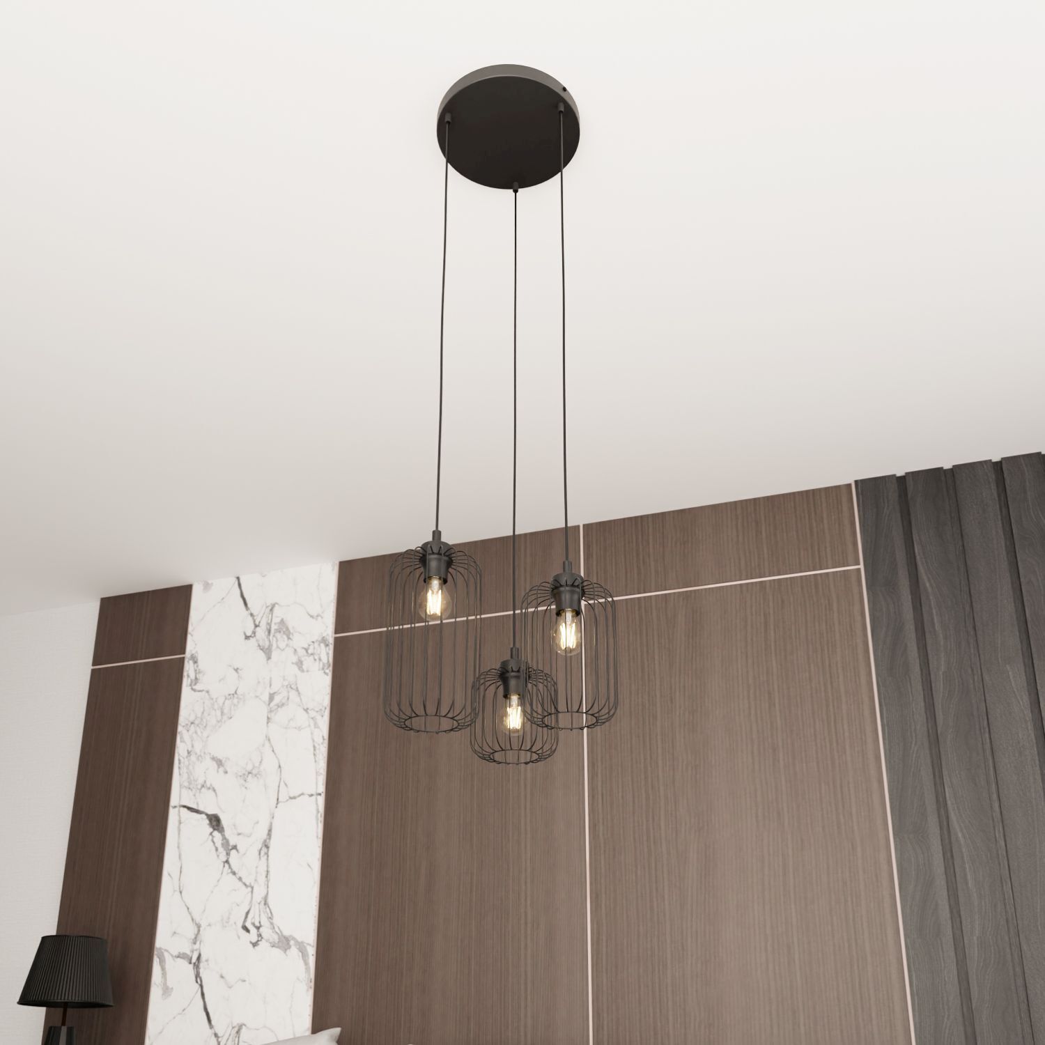 Suspension décorative métal noir E27 L:30 cm