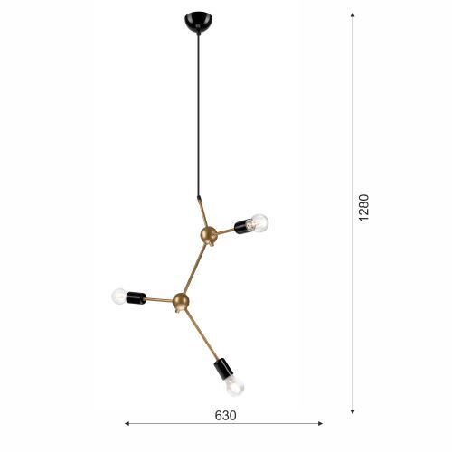 Lampe à suspendre en métal doré 3xE27 Lampe de salon