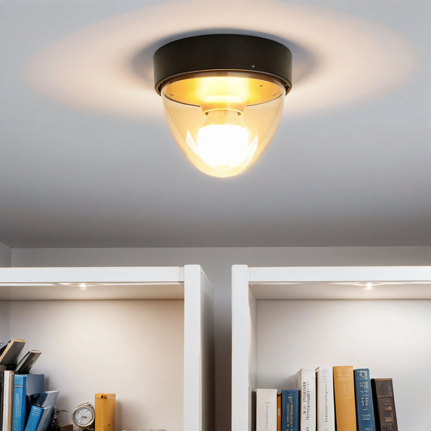 Petite lampe de plafond noir or Ø18cm rond IP44 E27