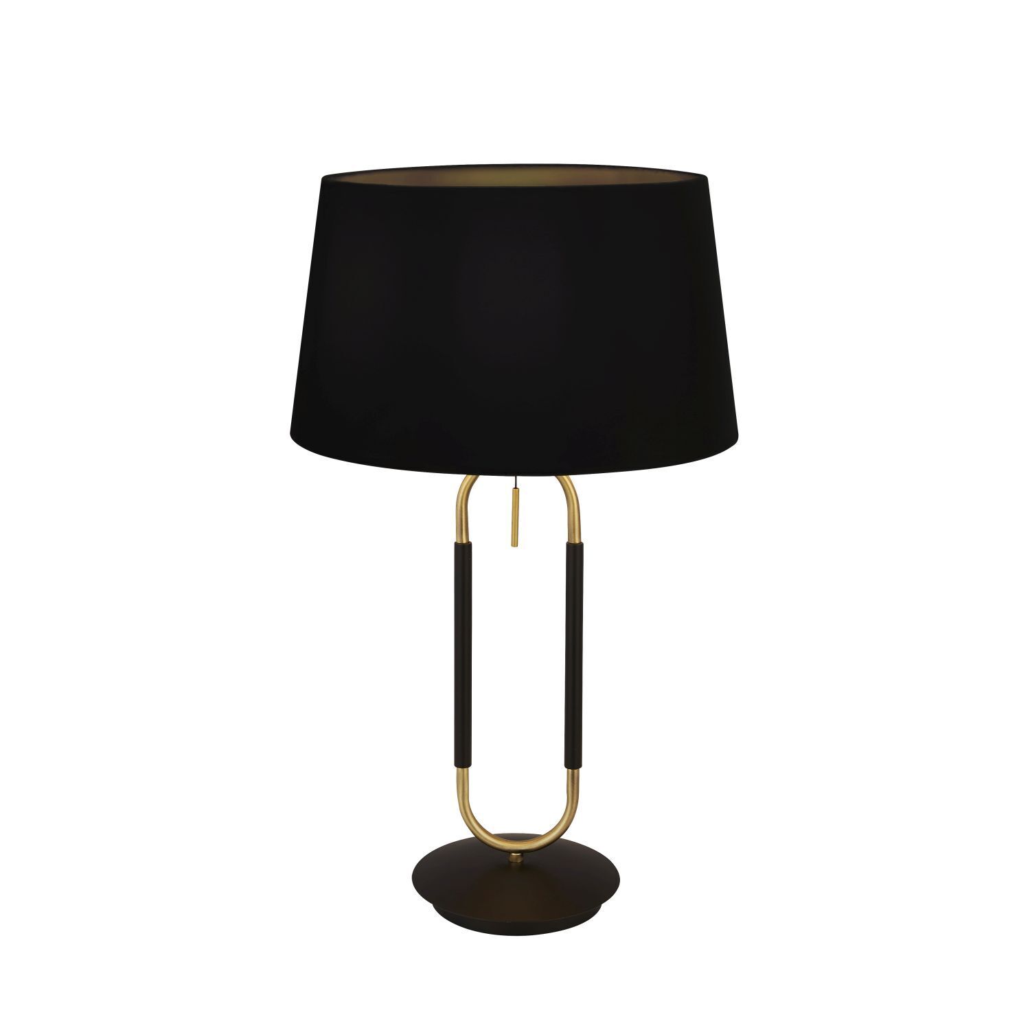 Lampe de table noir laiton E27 63 cm de haut tissu métal