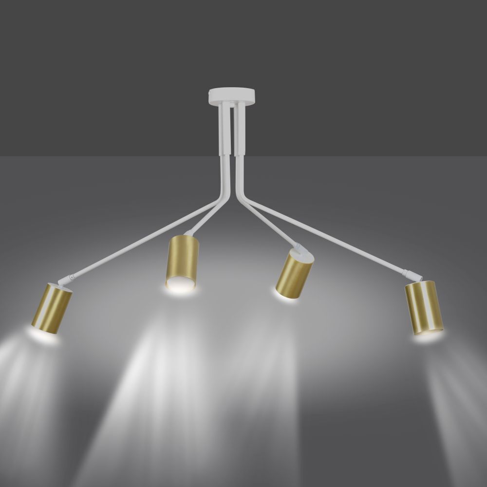 Projecteur de plafond 4 flammes GU10 blanc or Spot