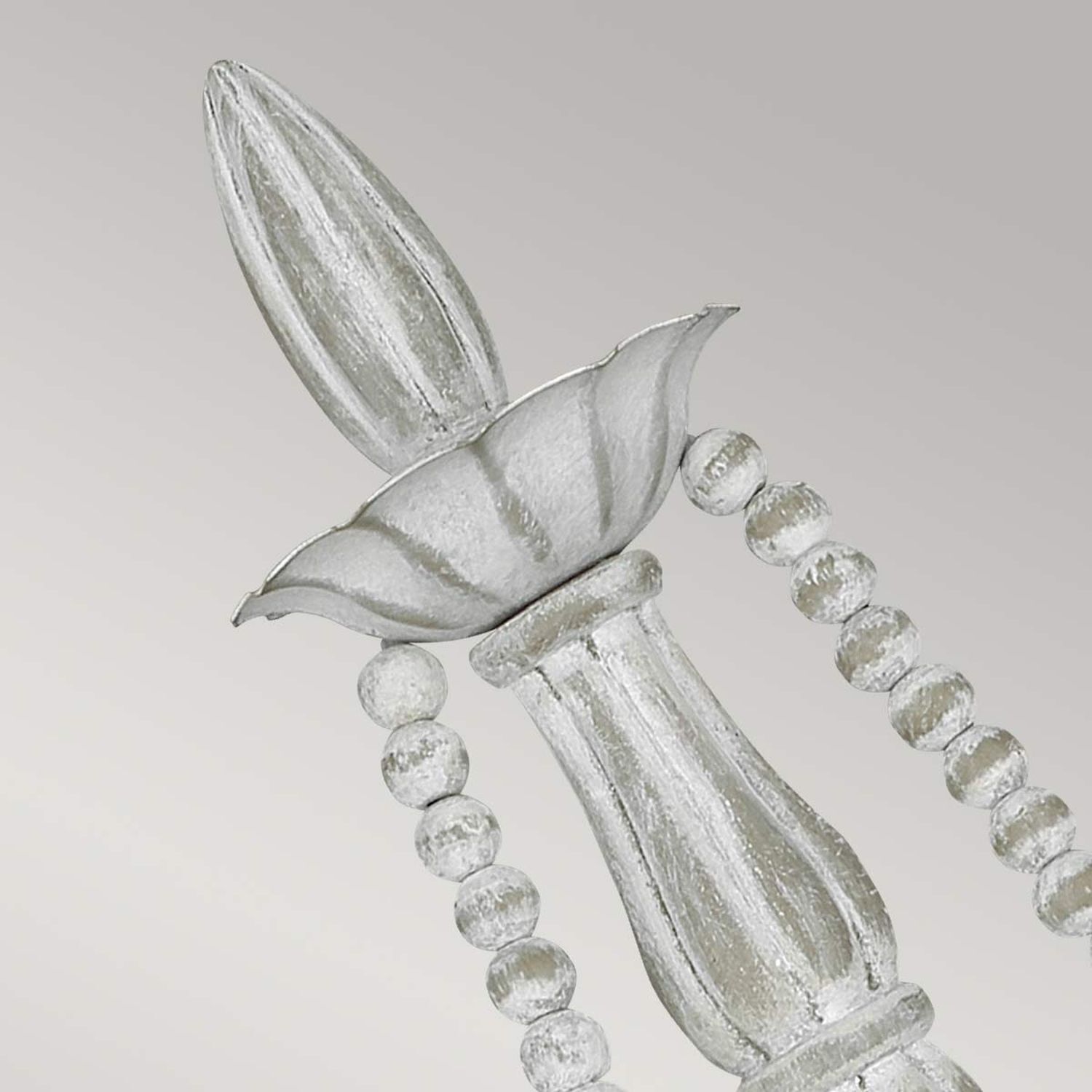 Shabby Wandleuchte Metall Holzperlen H: 53,3 cm Grau Antik deckendekoration, ornament, Vase, Silber, Perlenkette