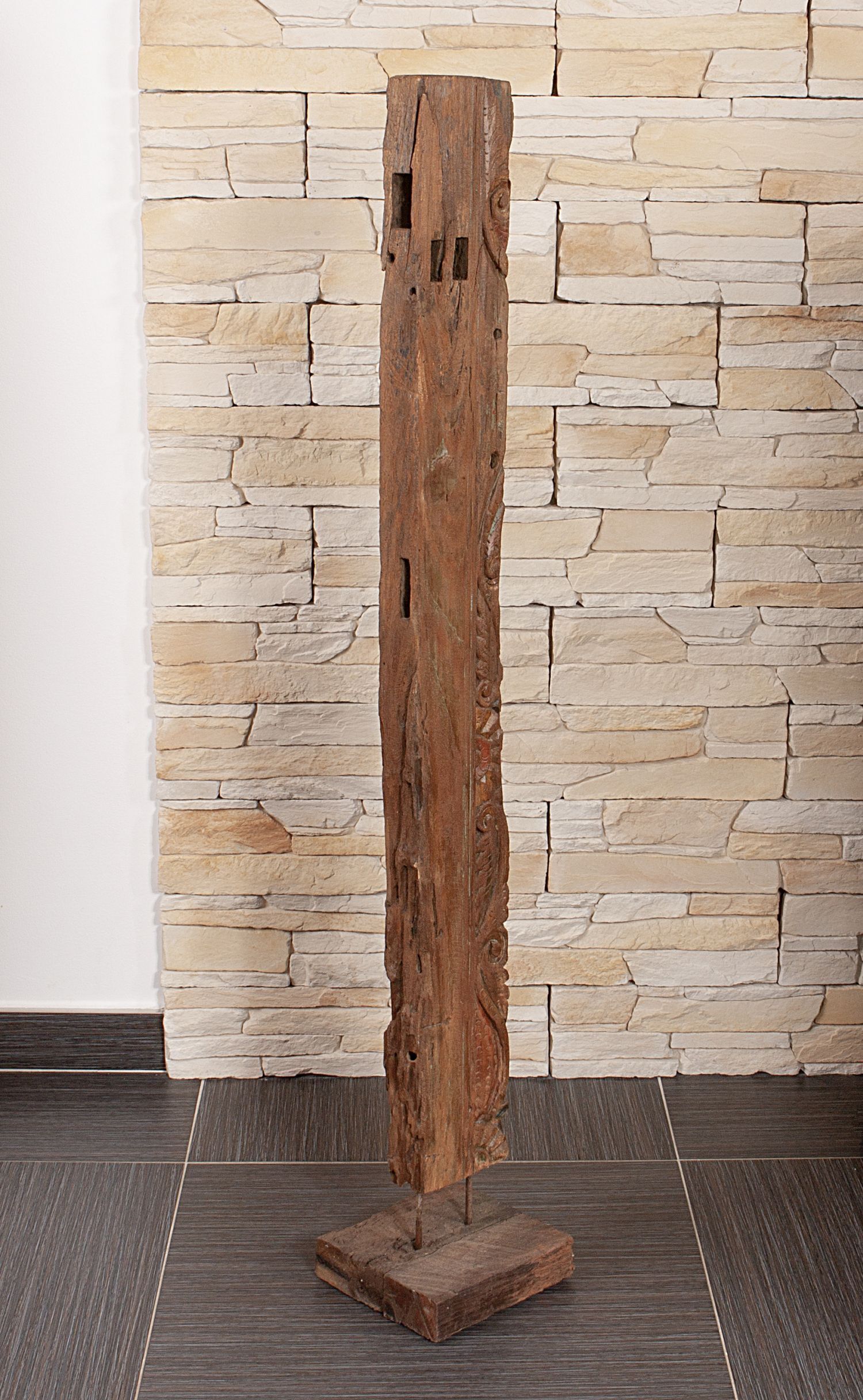 Statue en teck bois artisanale H : 132 cm décorative Holz, Mobiliar
