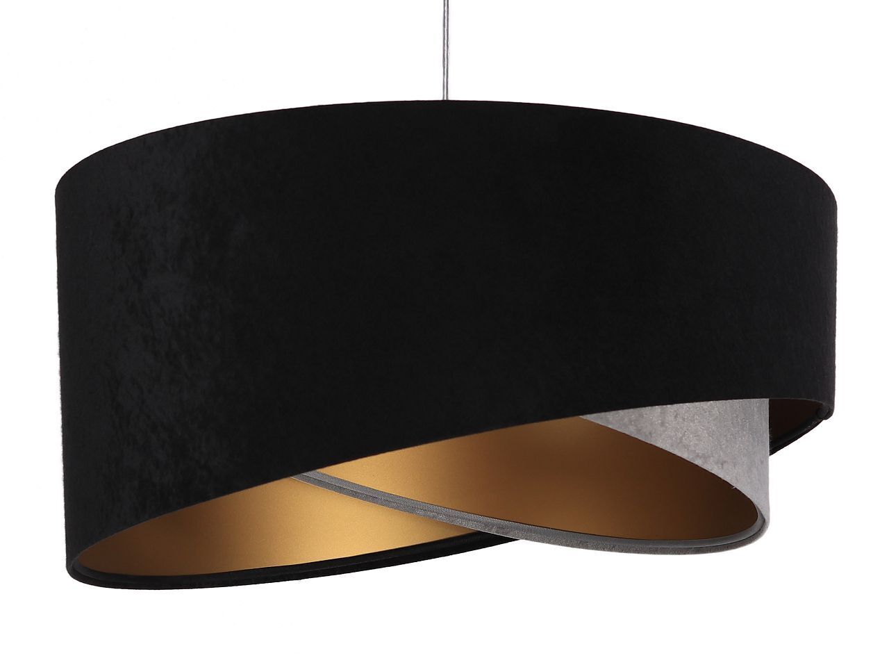 Suspension Noir Gris Or E27 ronde Ø 50 cm Tissu
